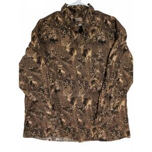 Rugged Earth Outfitters Deer Hunting Camo Button Up Long Sleeve Shirt Mens XXL